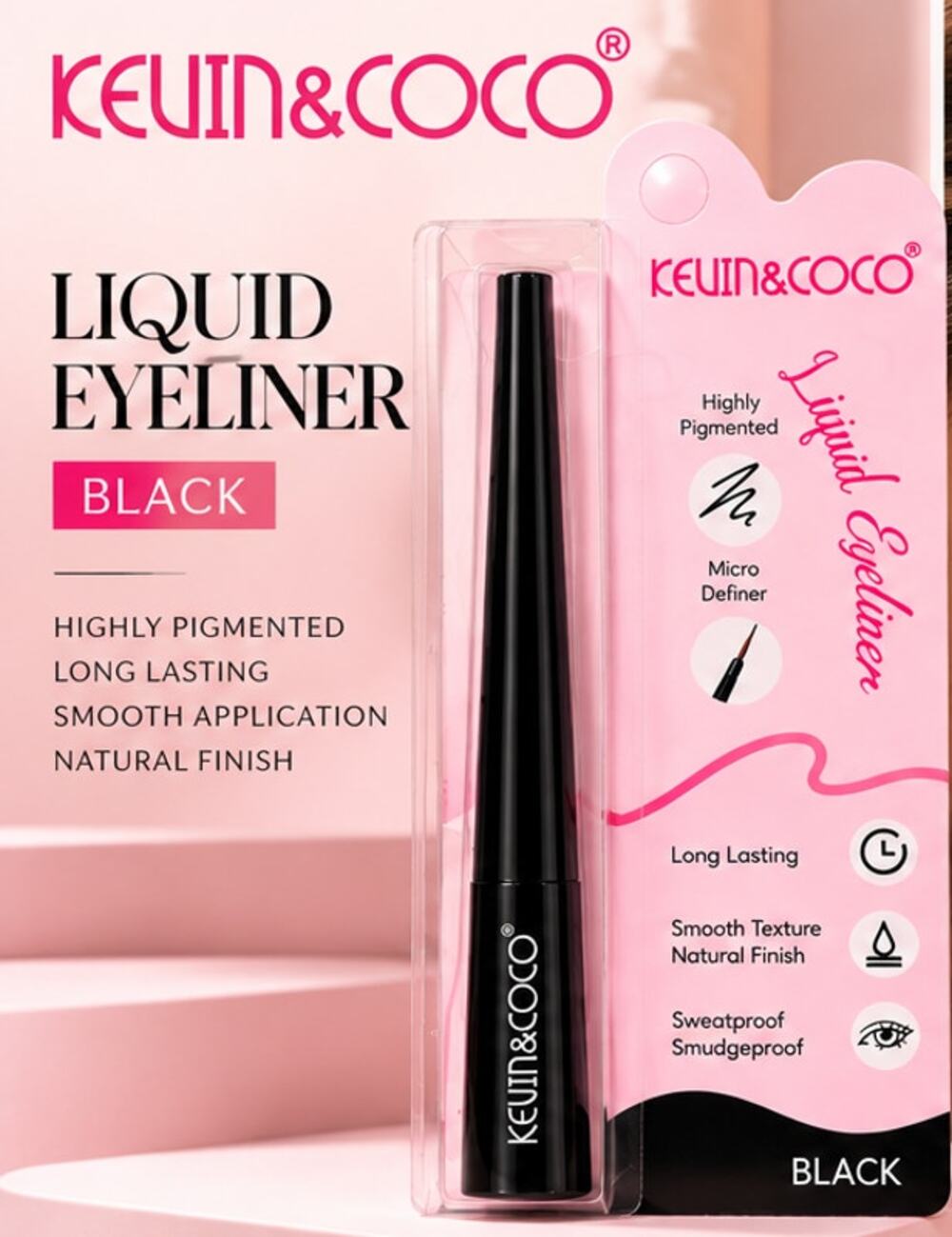 KEVIN&COCO Liquid Eyeliner Black Highly Pigmented Long Lasting 3.6g